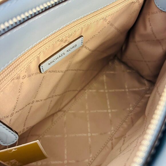 Michael Kors Purse Sheila Medium Ombré Signature Logo Satchel LT Sky - Picture 8 of 10